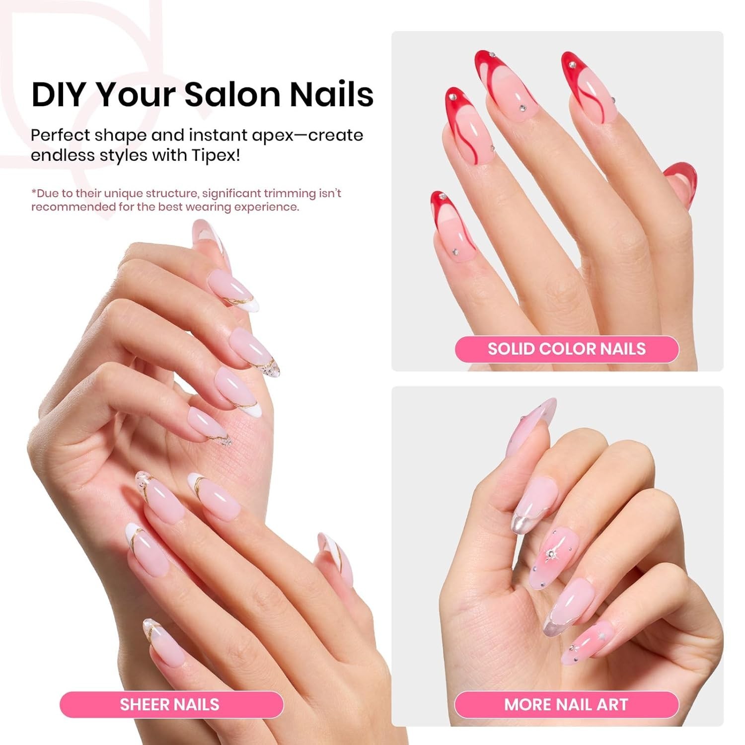 Beetles Tipex Instant Apex Nail Tips Kit: 224 Medium Almond Acrylic Tips