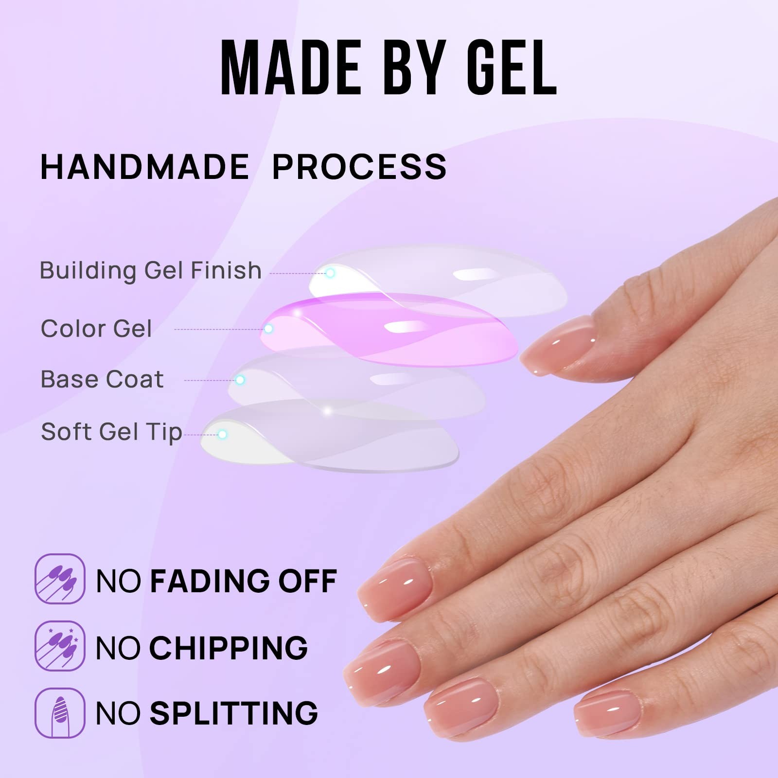 BTArtbox Press On Nails Short – Nude Square Nail Tips Glue On Nails, Reusable…