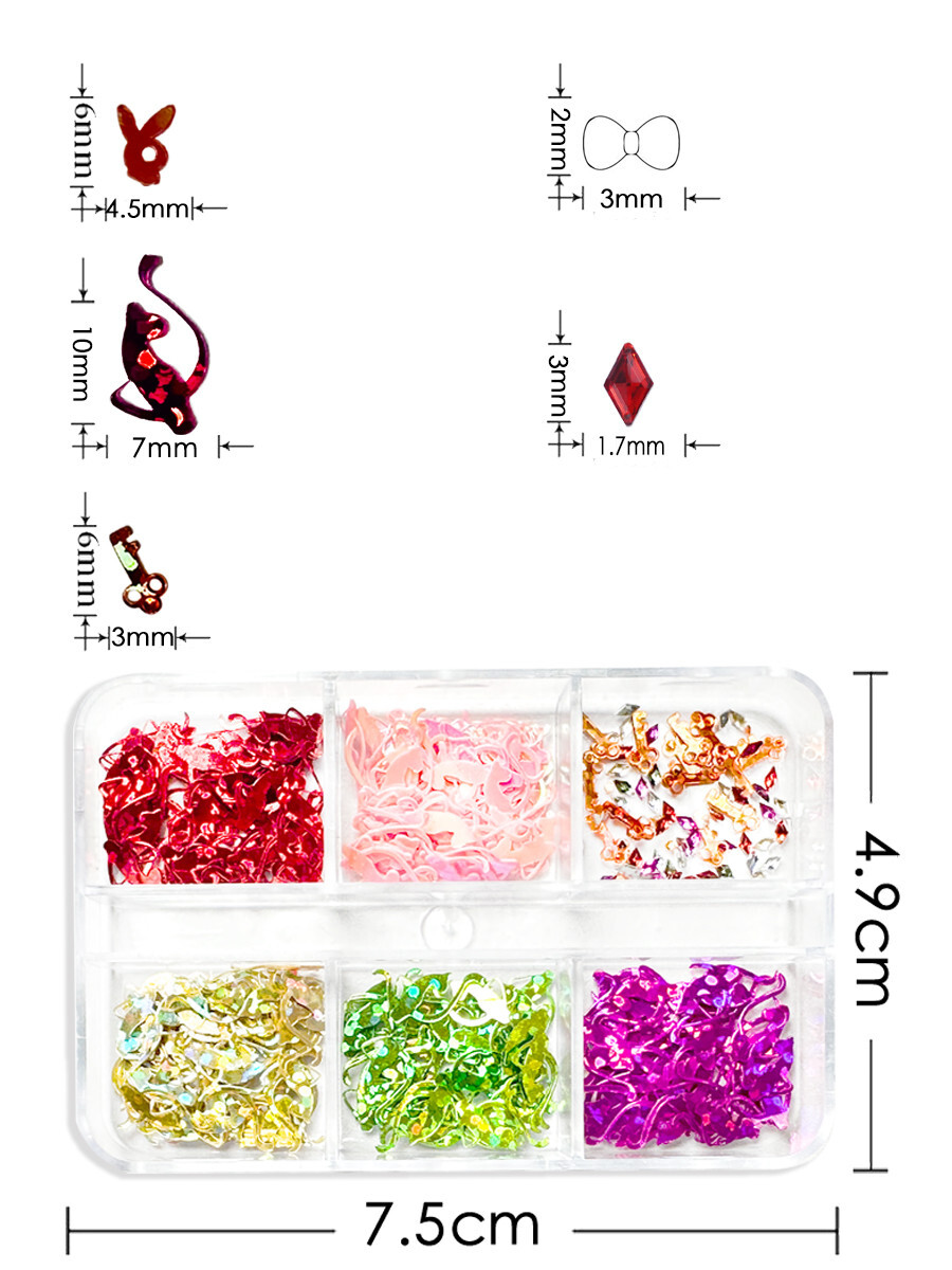 [DDP] Glitter Paillettes for Nail Art Leopard key Rabbit Bow Nail Decoration DIY