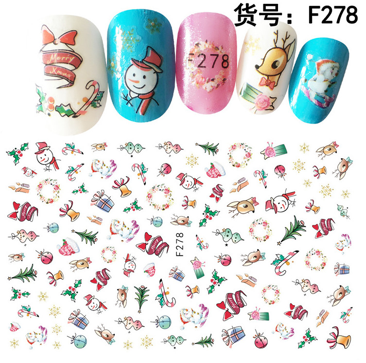 3D Nail Art Stickers Christmas Tree Ornaments Star Santa Reindeer Gift F278 NH14