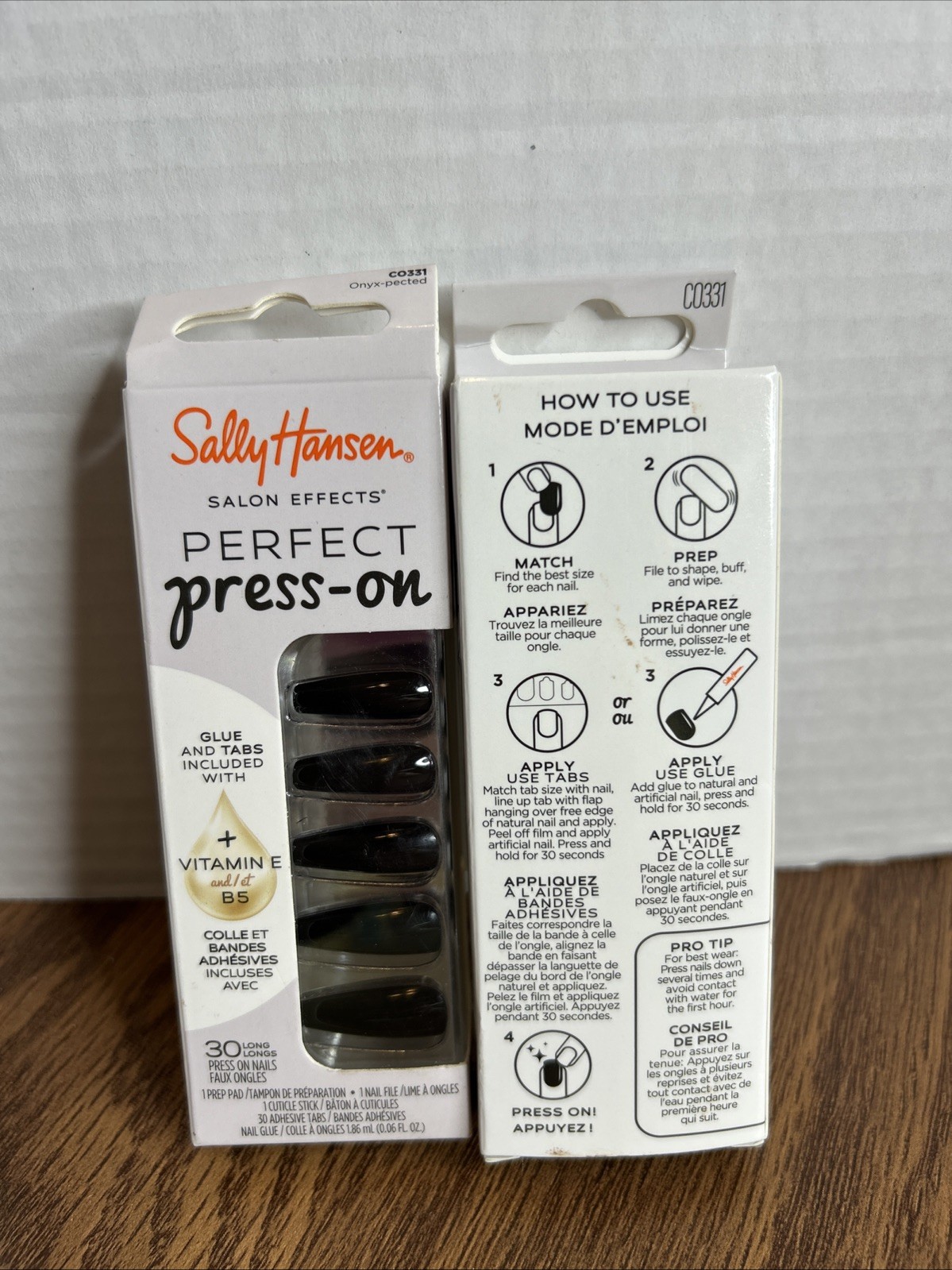 Sally Hansen Perfect Press-On Nails, Onyx-pected CO331 Coffin Blk Long Lot of 2