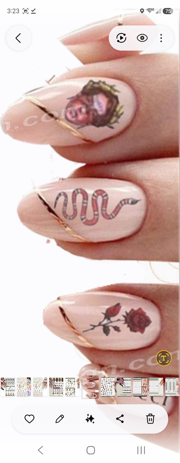 NWT NAIL ART DESIGN SELF-SEAL STICKERS SOLID TAN, RED SNAKES N°107!
