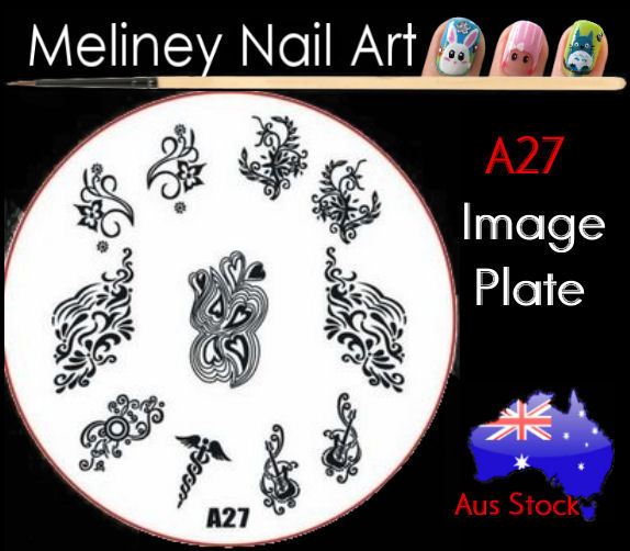 A27 Stamping Nail Art Image Plate Design Round XL Stencil metal