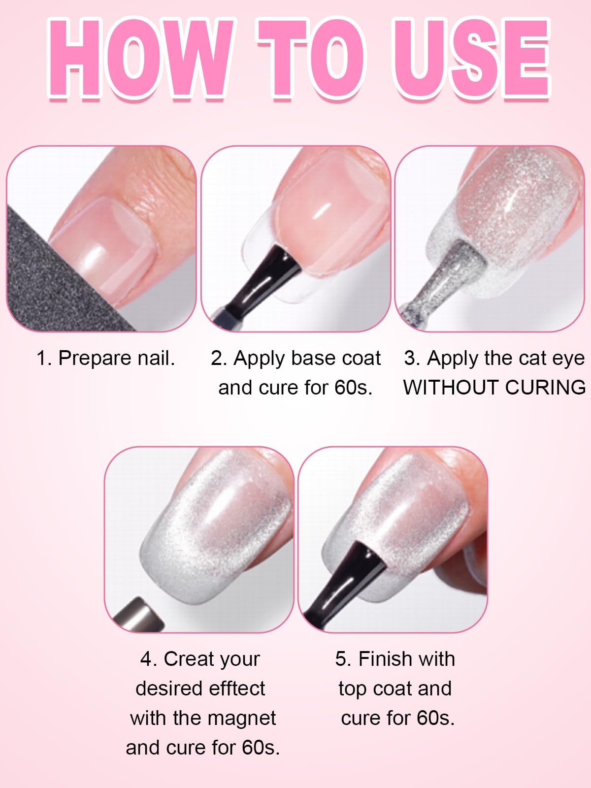 54PCS Cat Eye Nail Magnet Set, EBANKU Cat Eye Gel Nail Polish Magnet for Nail…