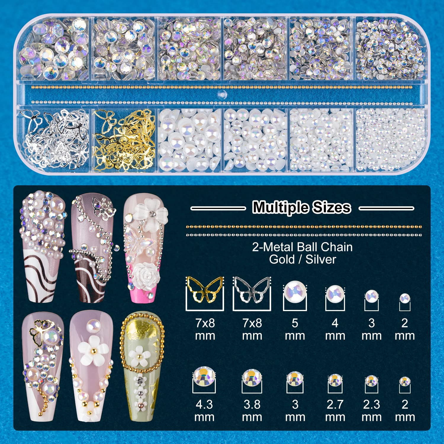 Kit Unas Gel Pegamento Strass 15ml con 2 Cajas Accesorios 3D Decoracion