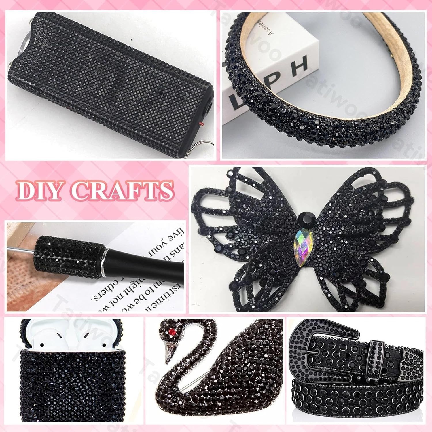 20000Pcs Black Flatback Jelly Resin Rhinestones for Bedazzling, Mix Sizes Crysta
