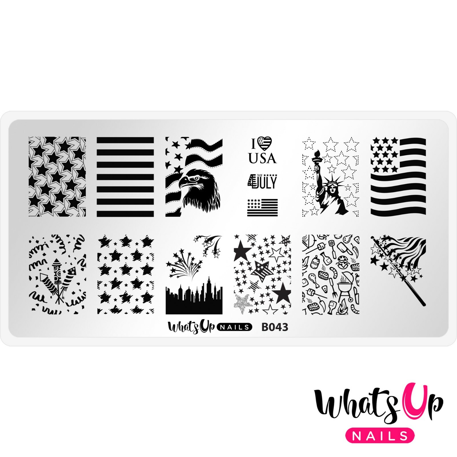 B043 Stars and Stripes Stamping Plate For Stamped Nail Art Design