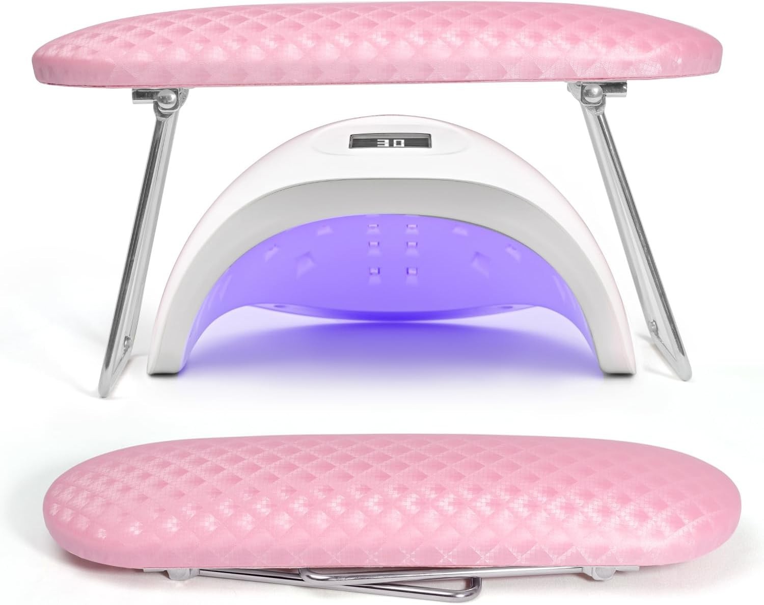Ergonomic Pink Nail Hand Holder – Microfiber Leather Cushion for Technicians