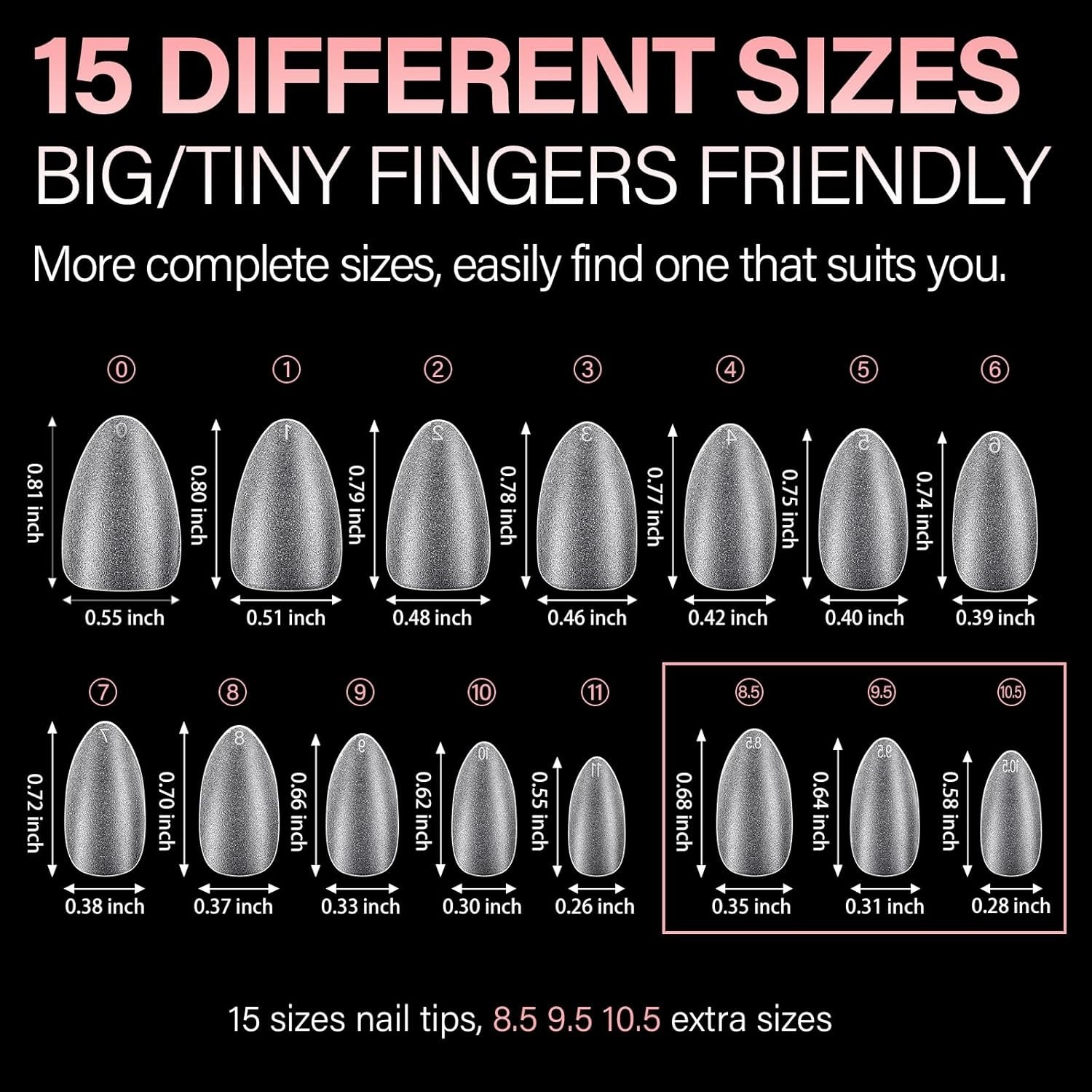 High-Quality Full Cover Almond Nail Tips – 240 PCS Press On with Storage Box