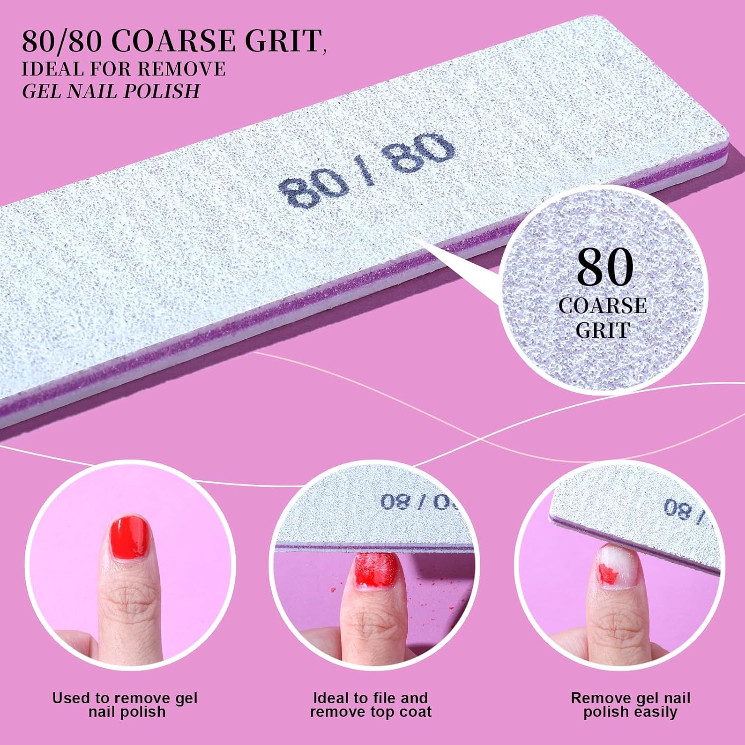 FANDEI Nail File, 80/80 Grit Nail Files, Double Sided Emery Boards for