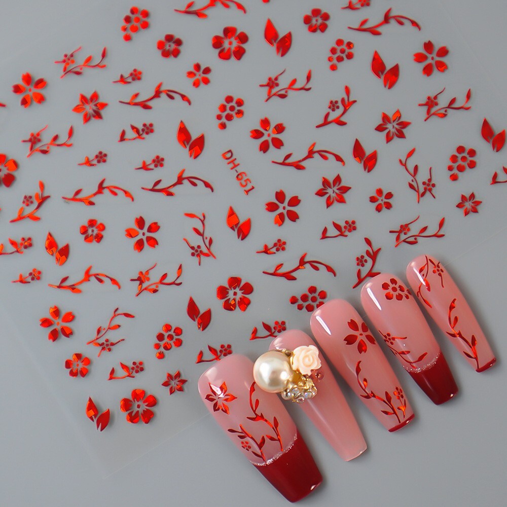 Nail Art Stickers 3D Foil Effect Flower UK Post