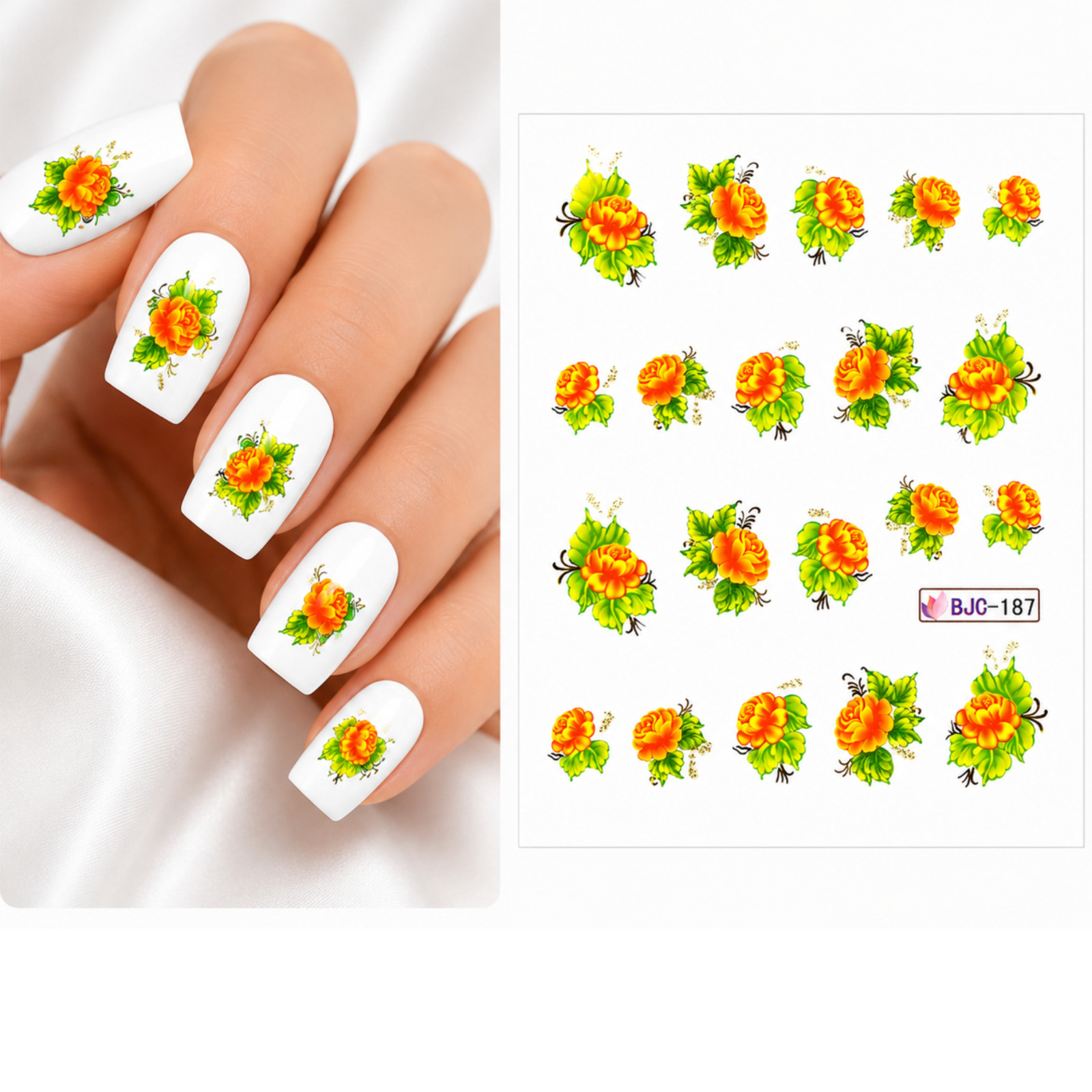 Wild Flower Nail Decals Water Transfer Botanical Floral Manicure Beauty art gift