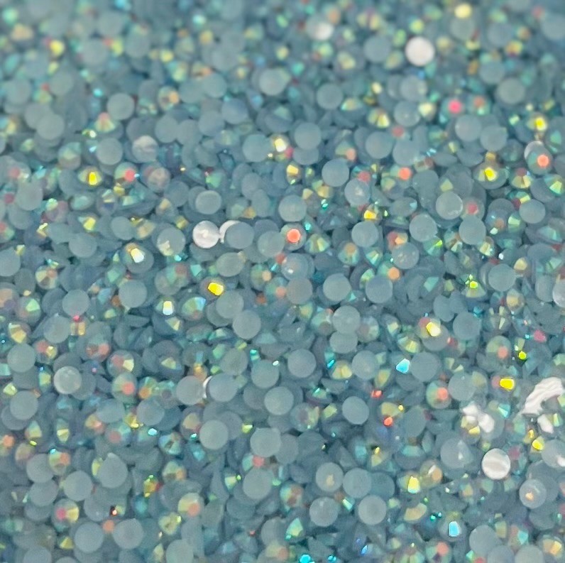 Light Blue Rainbow Round Flat Back Jelly AB Resin 3mm Jewelry Crafting Nail Gems
