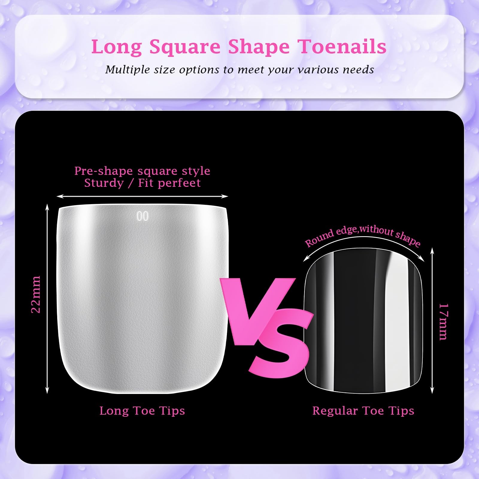 300pcs Wide Square Toe Nail Tips Full Matte Toenail Extension Tips for Wide N…
