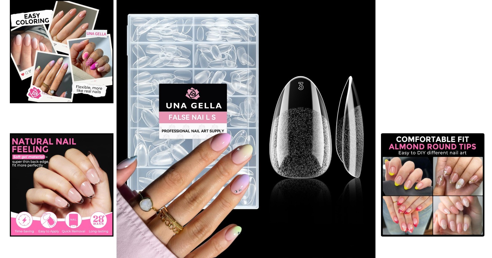 216pcs Short Almond Fake Nails – Easy DIY Gel Tips for Natural Look