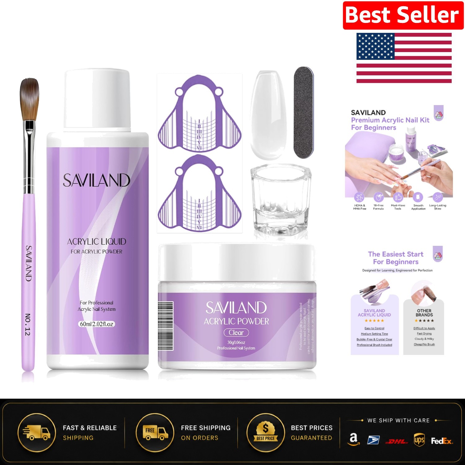 DIY Acrylic Nail Art Kit: 30g Clear Powder & 60ml Monomer, Salon-Quality Results