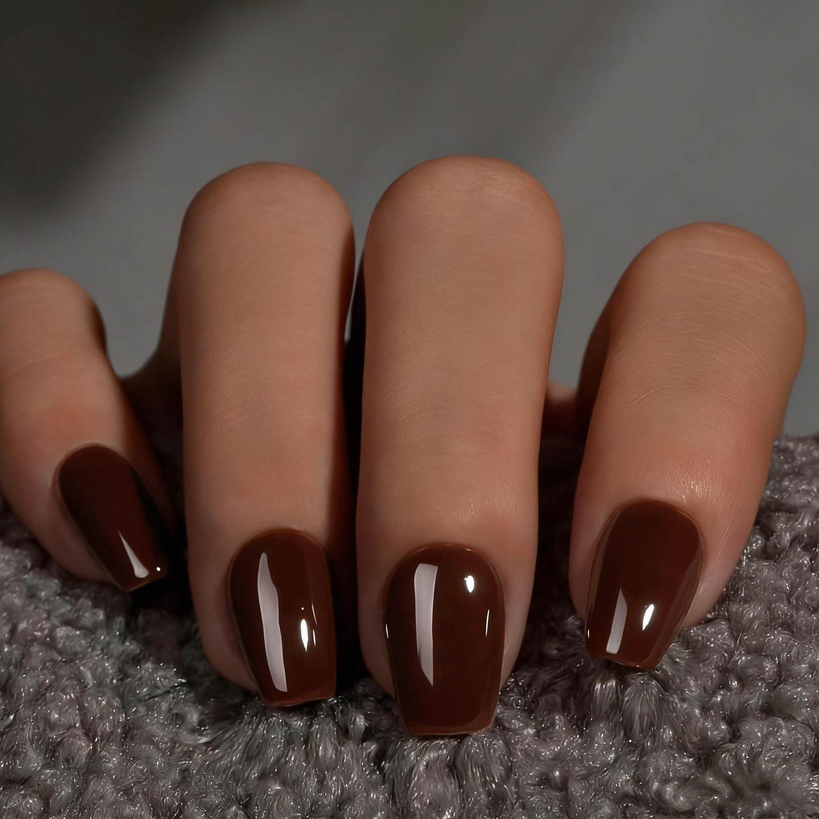 SXVME Brown Coffin Press On Nails Short
