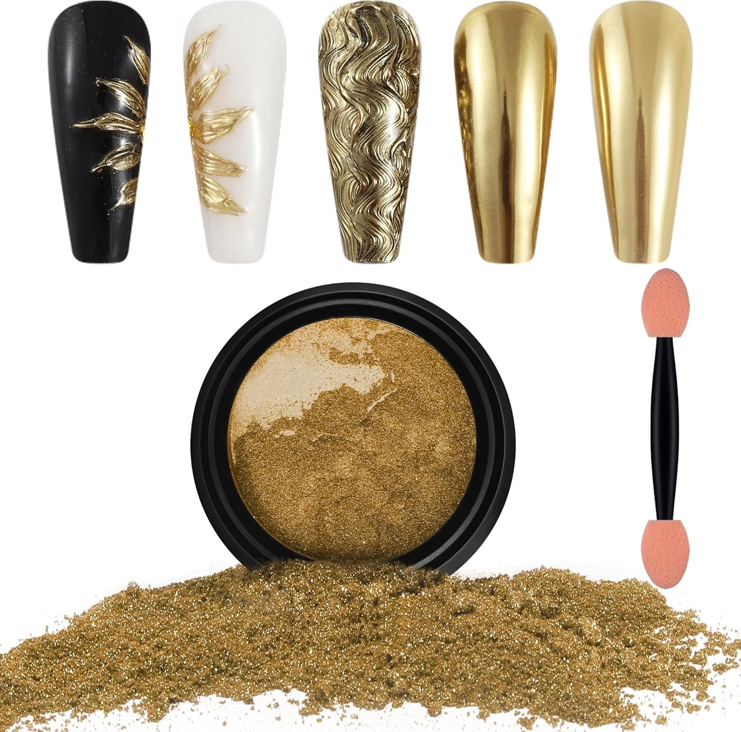 Pearlescent Light Gold Nail Art Powder – Fine Chrome Pigment for Unique Effects