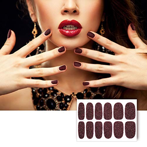 16 Sheets Glitter Nail Wraps Polish Strips Self Adhesive Shine Retro Color