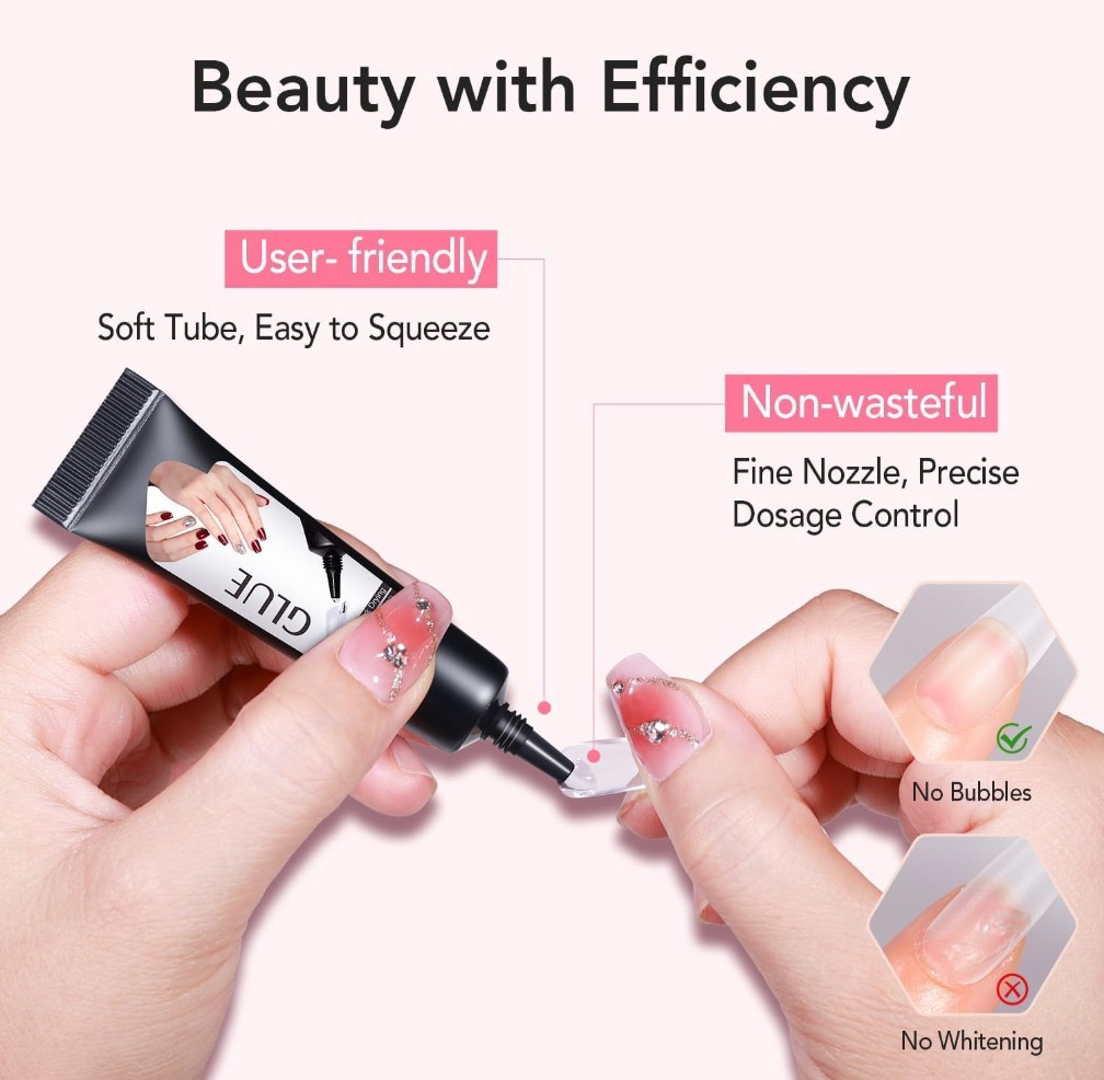 Curvlife Newly Upgraded Quick Drying 10G Semi Solid Nail Glue with 15ml Remover