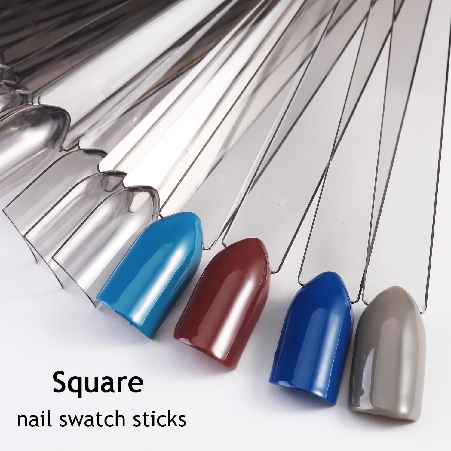 150pcs Nail Swatch Sticks With Ring, Ballerina Square Oval Nail Color Swatche…