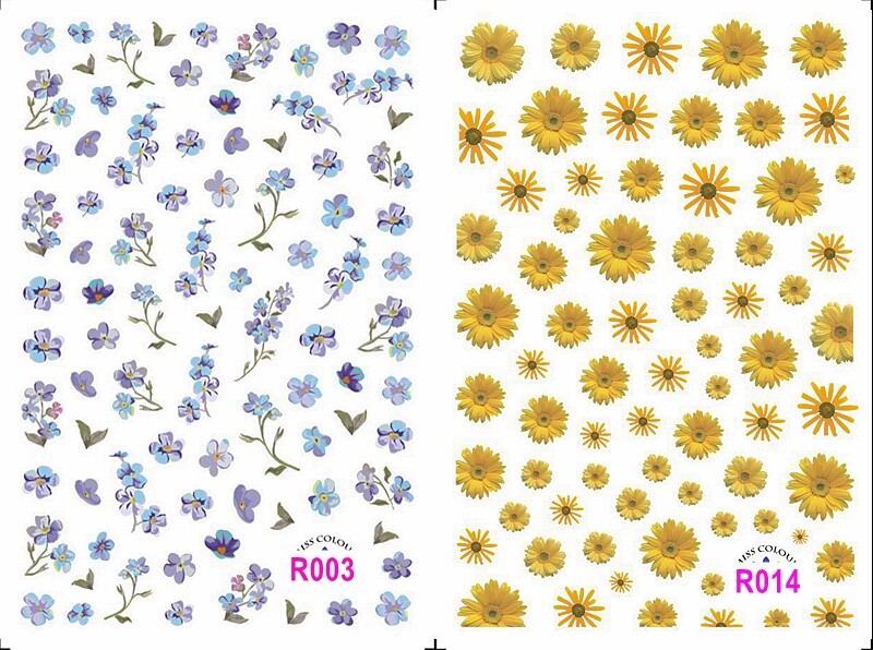 Daisy Flower Forget Me Not Rose Sunflower Violet Ladybug Nail Stickers