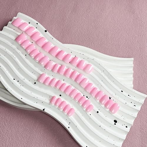 48 Pcs Baby Pink Press on Nails Short Length, Acrylic Solid square baby pink