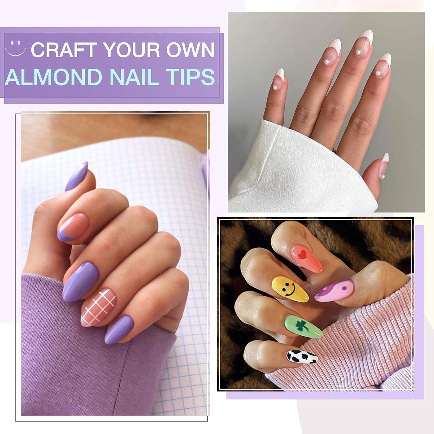 Gel Tips Nail Extension Kit, Gel Nail Kit with 240Pcs Almond Tips, 3 in 1 UV Glu