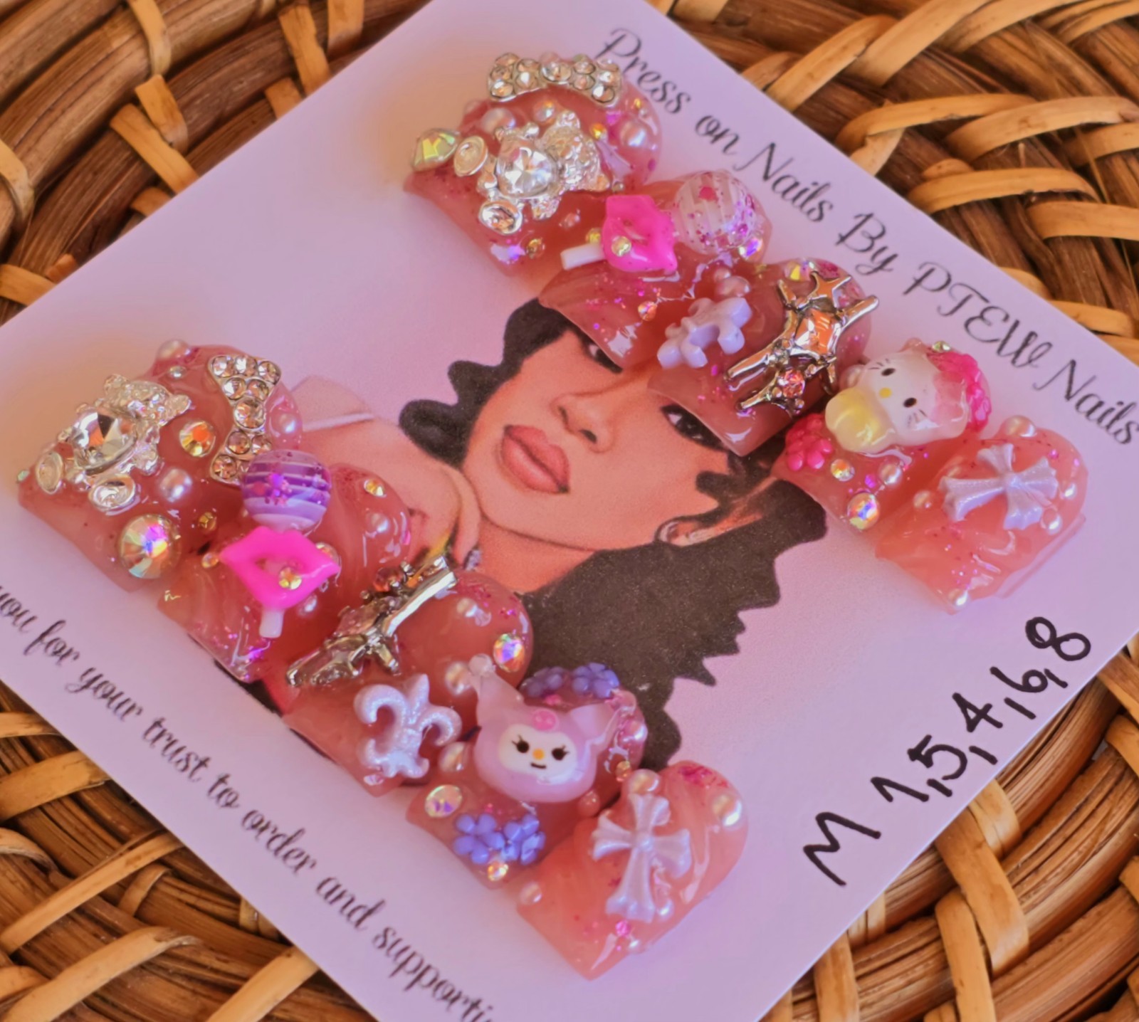 Handmade Press On Nails,Adorable Nude Pink,Medium Size 1,5,4,6,8 Short Square