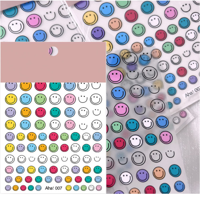 Flower Smiley Nail Art Stickers Decals Smile Happy Face 3D Self Adhesive NH20
