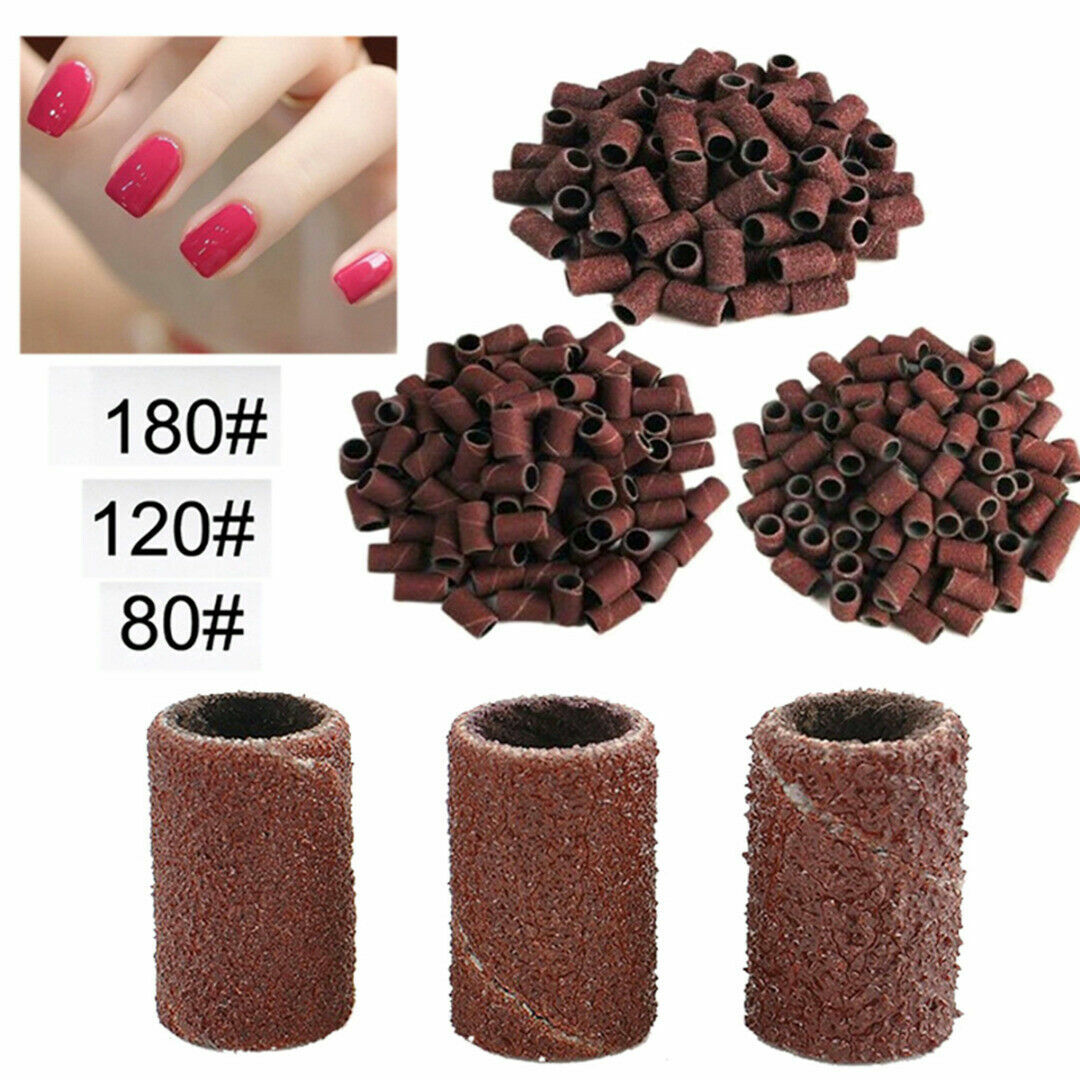 100PCS Manicure Pedicure Sanding Bands 80# 120# 180# Nail Drill Replacement Bits