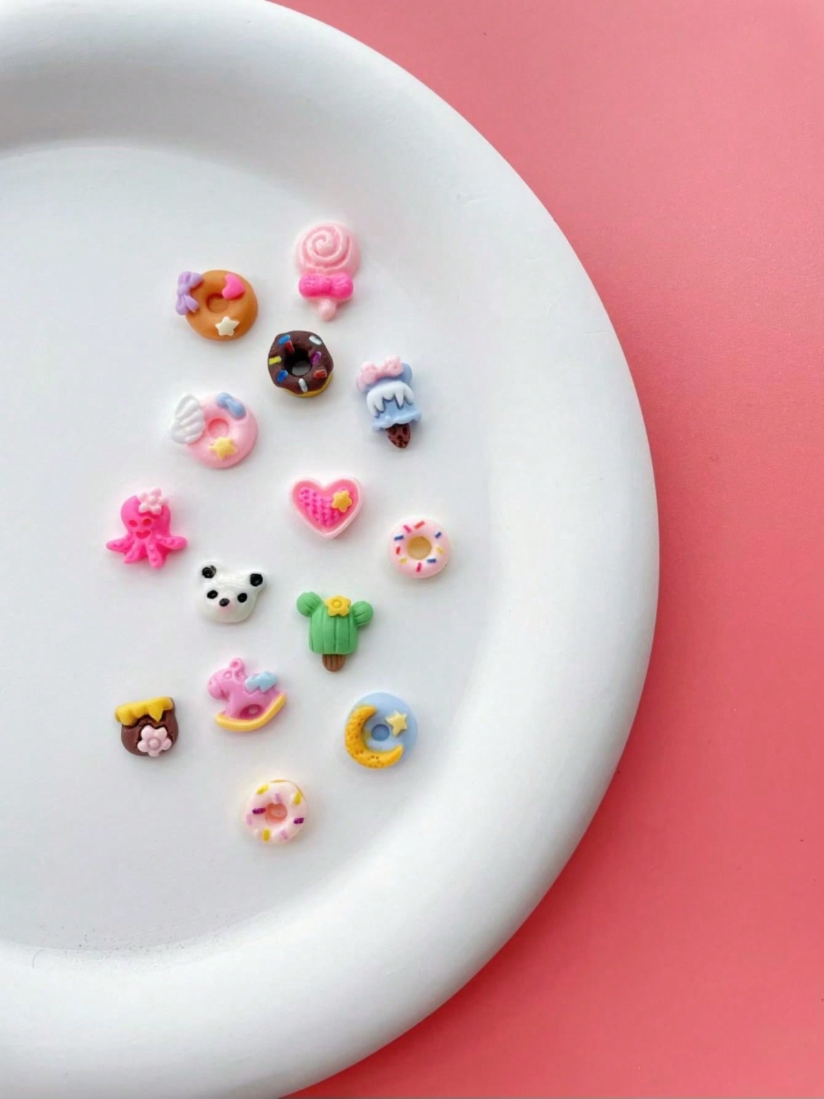50pcs/Bag Cute Miniature Resin Food Toys Random Color Diy Cream Glue Cartoon
