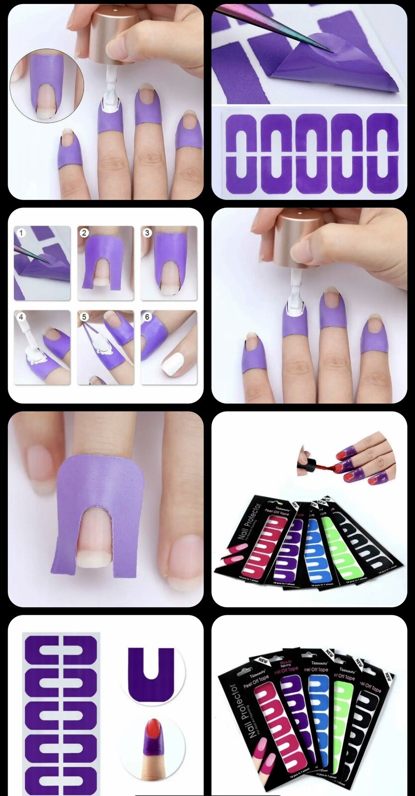 Peel off Fingers Tape for Nail Polish U-Shaped Skin Protector Sticker ,3 Sets