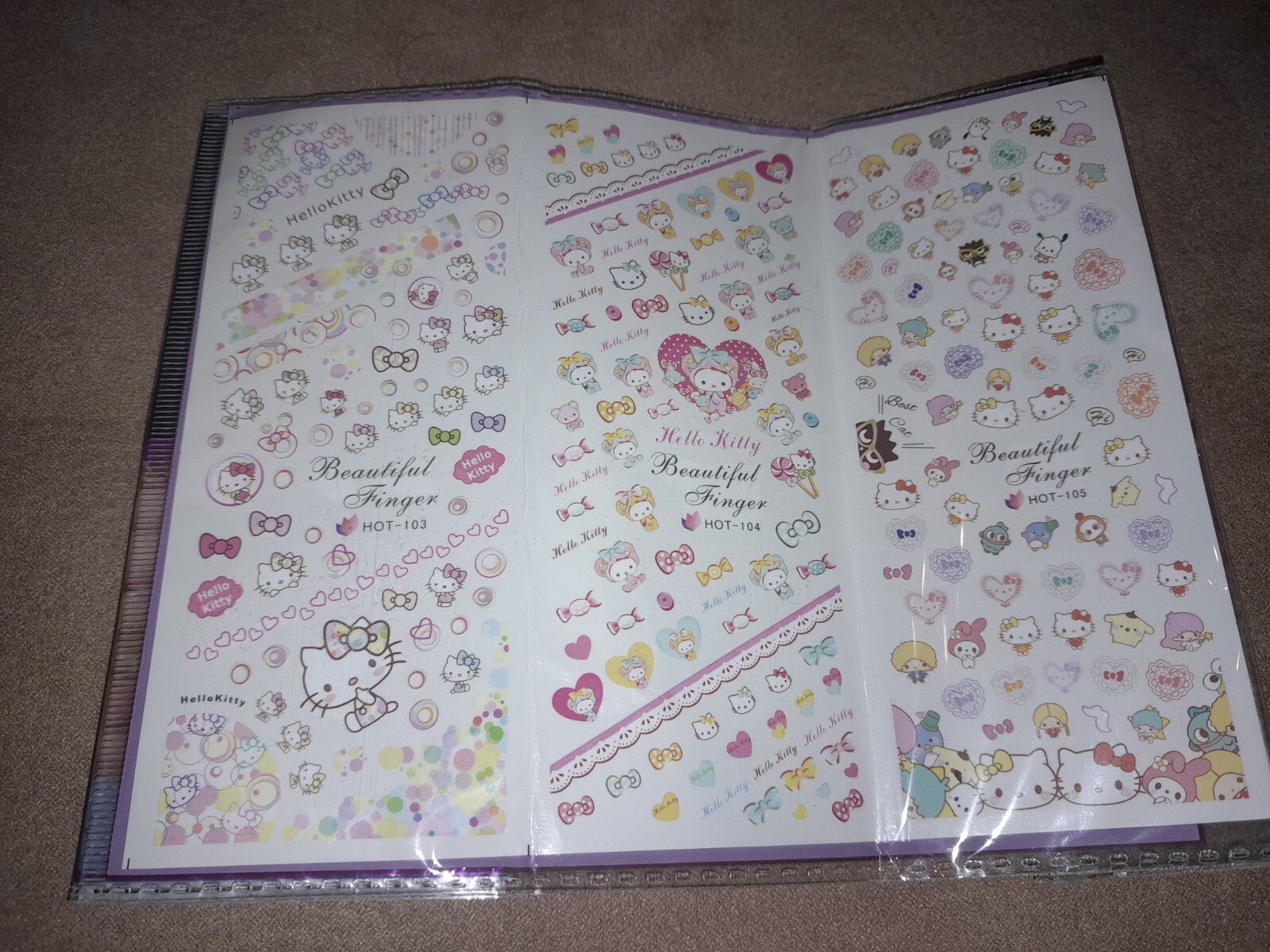 Kids Press On Nails LOT, Disney Tsum Tsum, HELLO KITTY, Fairy, Butterfly, Emoji