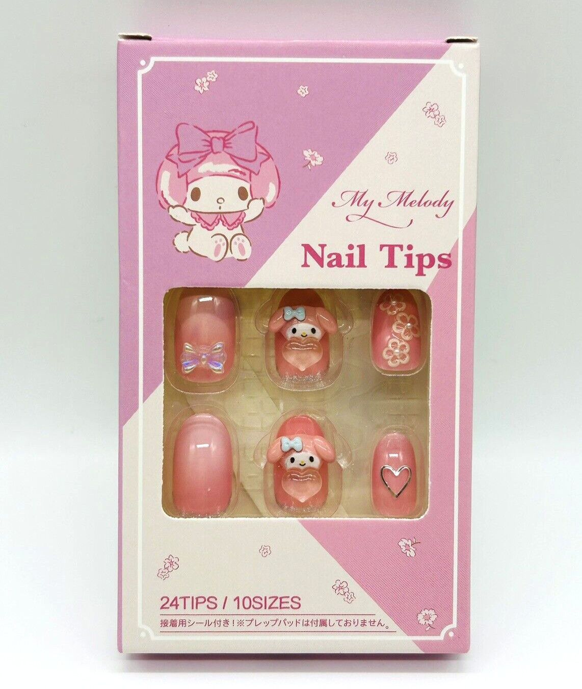 Sanrio Nail Tips Kuromi My Melody 24Tips/10Sizes Set of 2 NEW Japan Limited