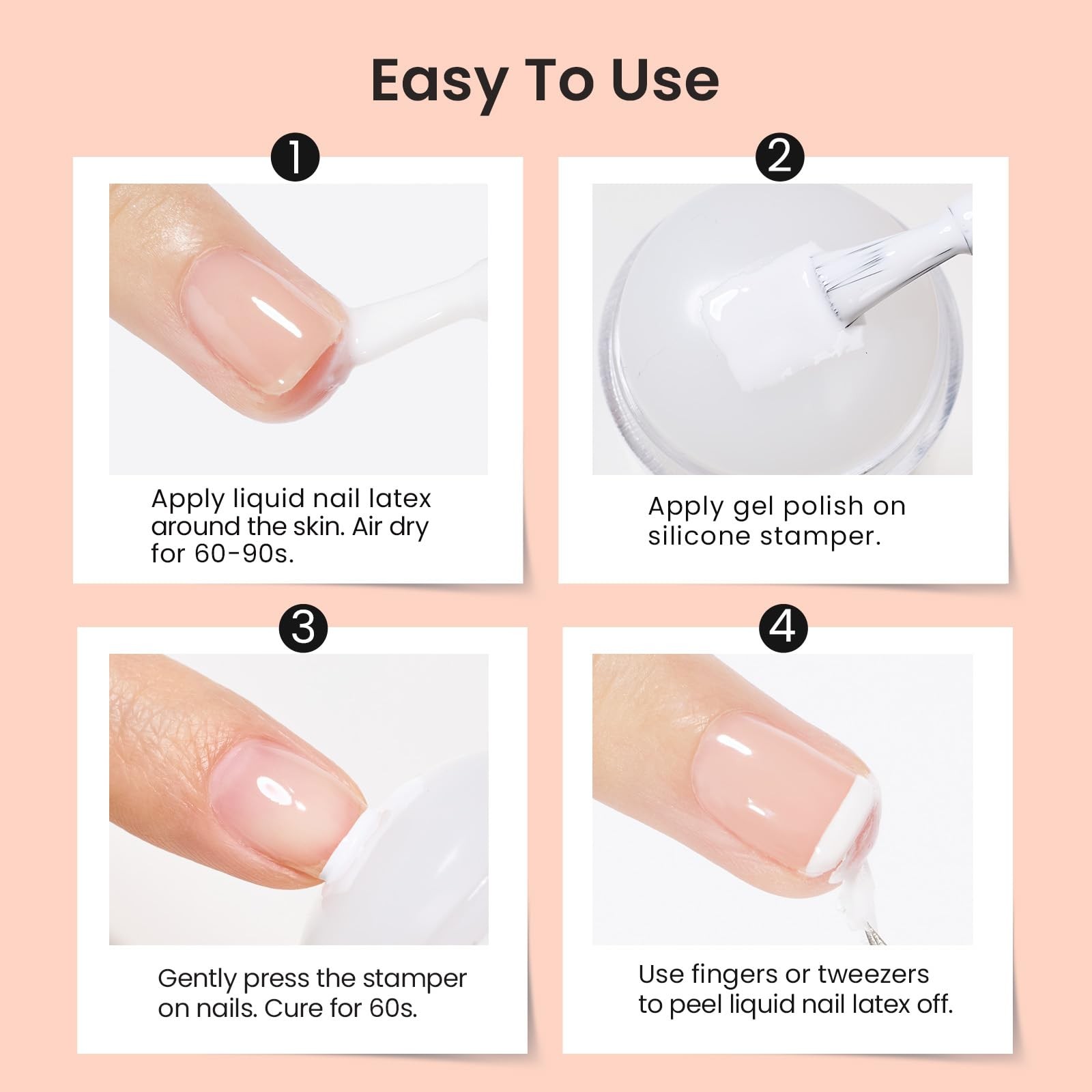 Beetles Nail Stamp French Tip Tool, 4Pcs Single Head Nail Stamper | Easy Mani…