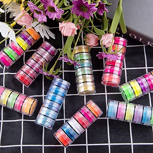 9 Set 54 Colors Luminous Pigment Nail Powder Flourescent Glow In The Dark Makeup