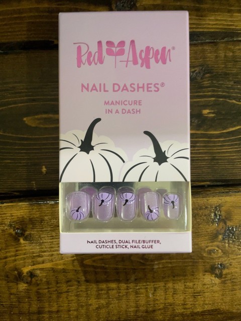 Red Aspen Nail Dashes Purple Pumpkin Patch, Pika Press On Nails New