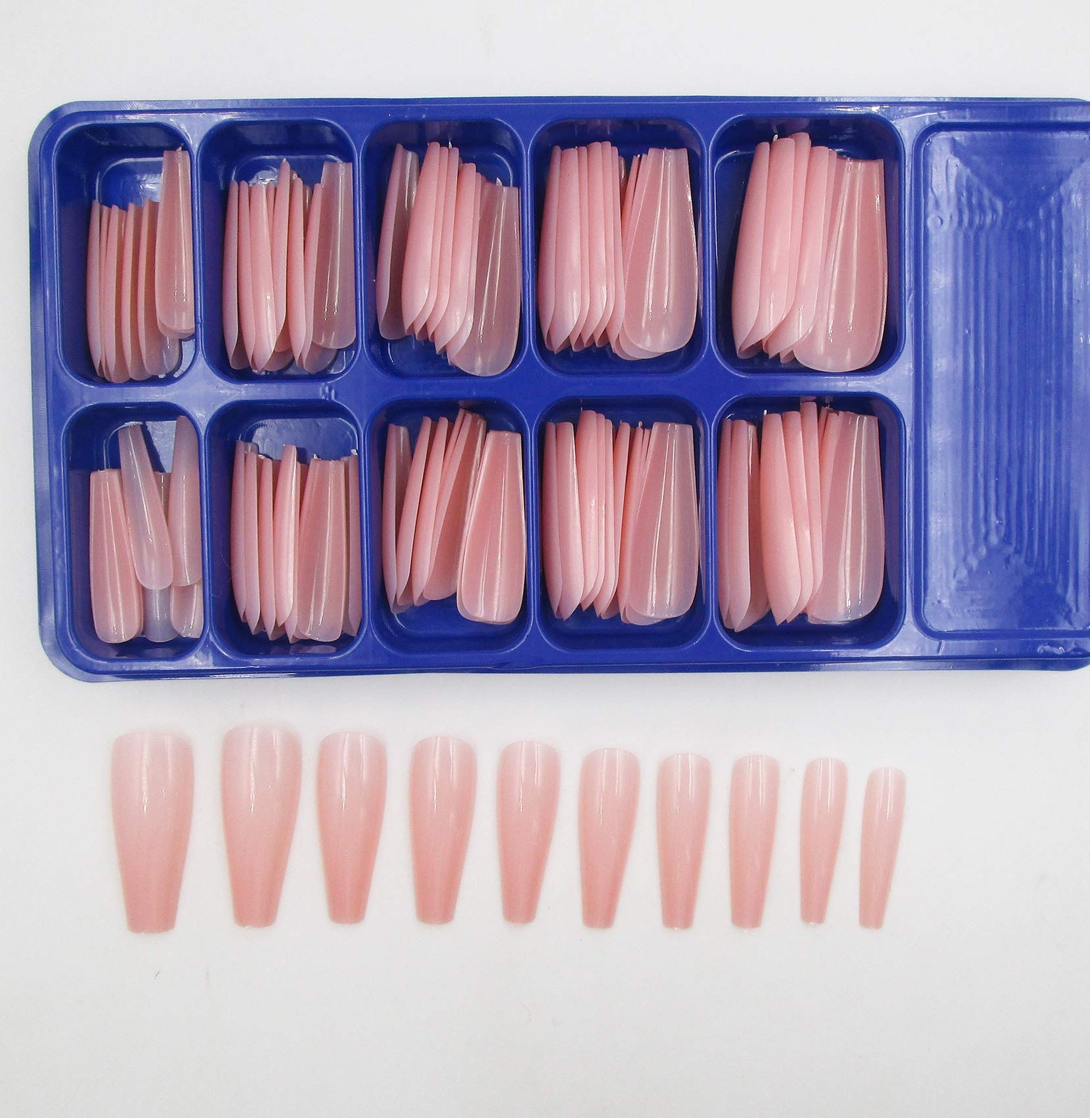 100pc Colored Long Coffin False Nails Artificial Acrylic Tips Ballerina Shape…