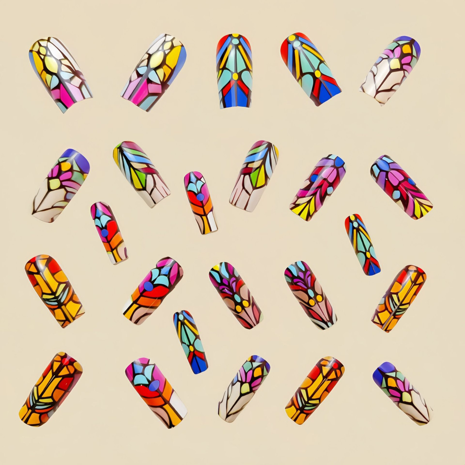 4 set （24Pcs/set ）Retro Style False Nail Art Full Cover Artificial Fake Nails