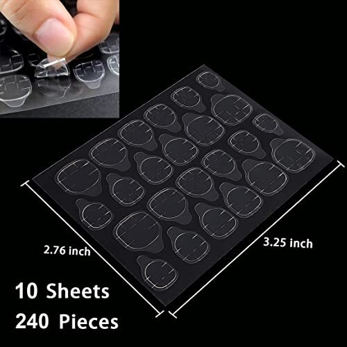 Thin Breathable Adhesive Tabs Fake Nail Glue Sticker 10 Sheets Super 240 Pcs