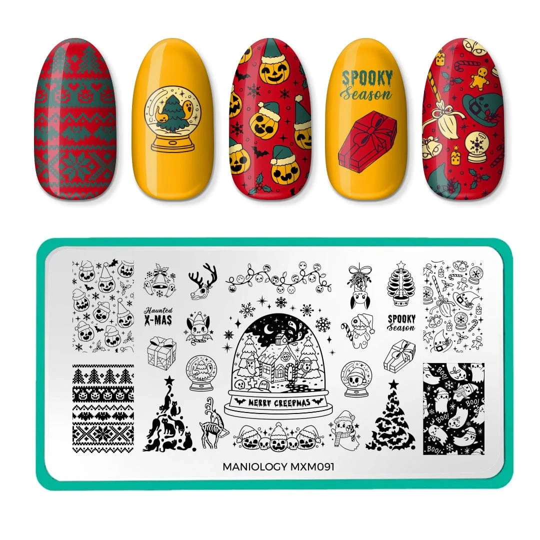 Maniology MXM091 & MXM092 Nail Stamping Plates NEW Halloween Christmas