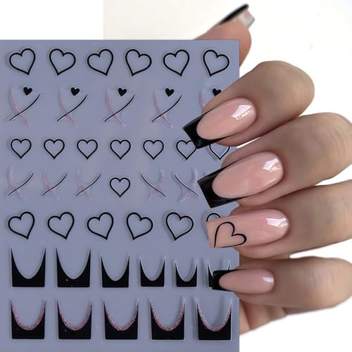 8 Sheets Heart Bow Star Nail Stickers for Nail Art 3D Self-Adhesive pink bow