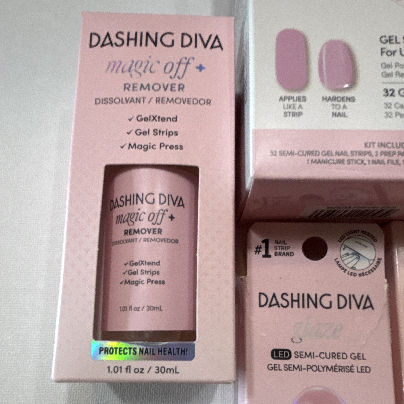 Lot of 5— Dashing Diva Glaze LED Gel Strips Starter Kit + Gloss + Magic Off
