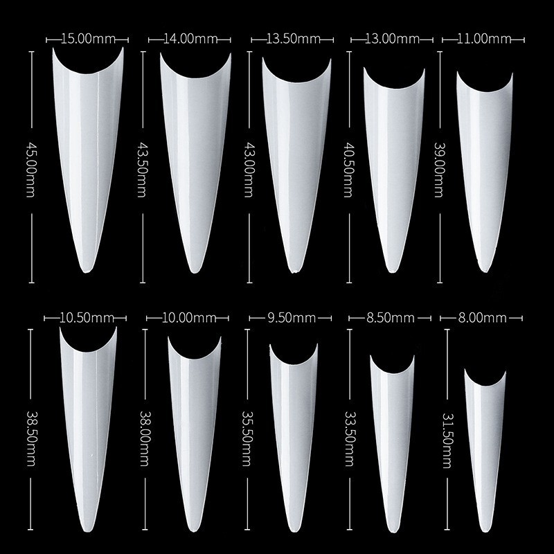 500x False Nail Tips Stiletto Coffin Oval Almond Square Nail Acrylic False Nails