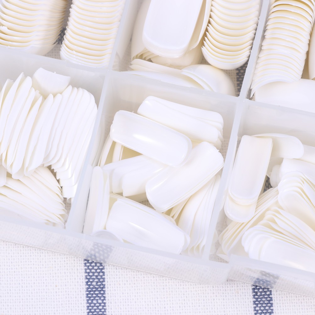 500Pcs Reusable ABS Artificial Nail Tips Full Cover White for DIY Use