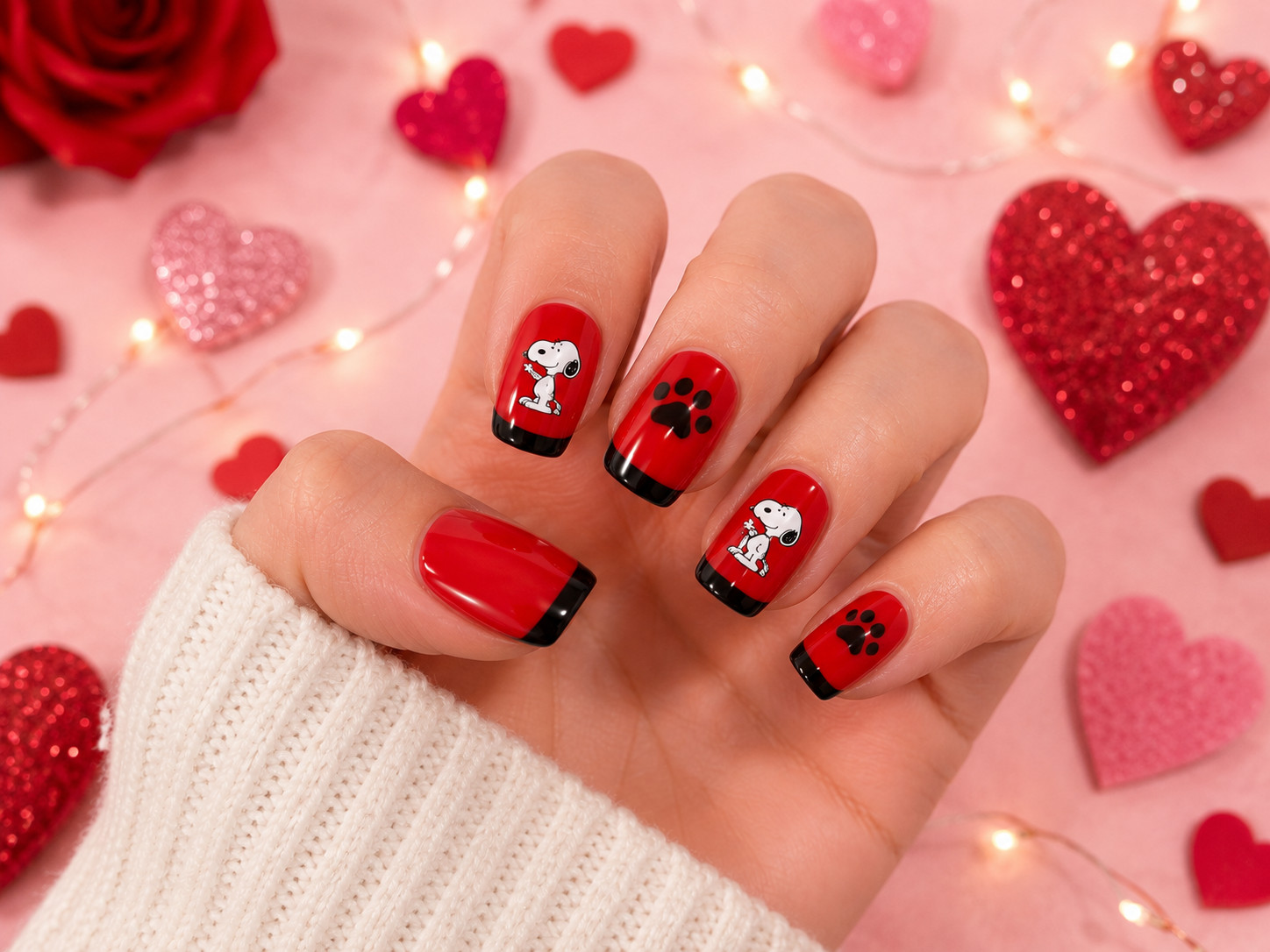 RUDE x Peanuts Snoopy Press-On Nail Kit Red Black 24 Nails New Sealed