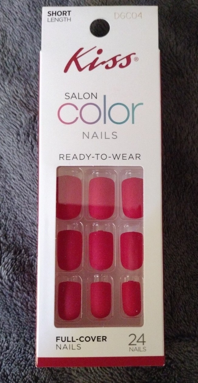 KISS NAILS Glue On Short – Matte Deep Red