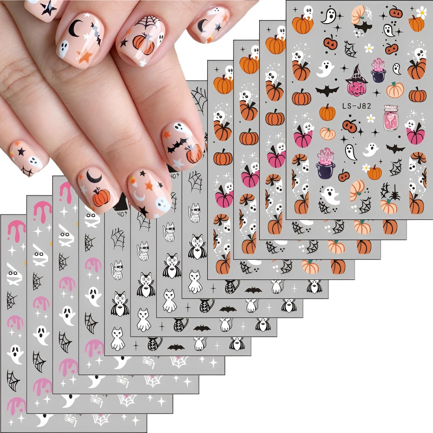 Spring Summer Nail Art Stickers 5D Embossed Nail Decals for Acrylic Nails Black