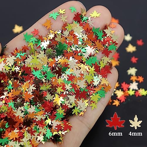 Nail Art Glitter Sequins, 3D Fall Leaves Sparkly Nail Flakes Maple Leaf